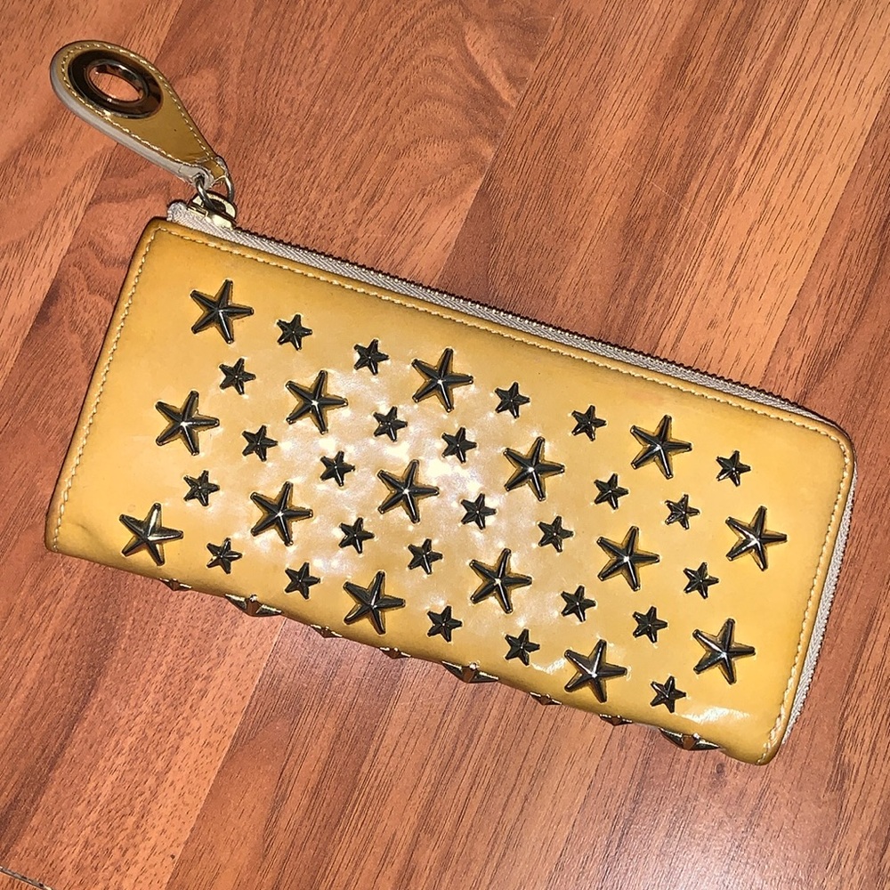 Authentic Jimmy Choo Patent Star Zippy Wallet